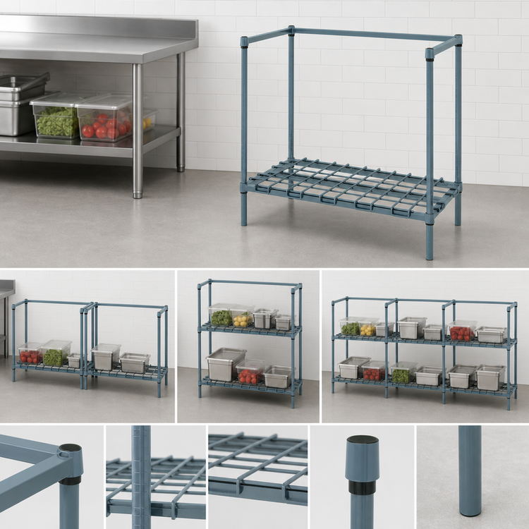 Product image #3 for Quantum Modular Wire Dunnage Rack with 1 Shelf, 30 x 24 x 34 Inches, Gray Epoxy Antimicrobial Finish