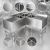 Thumbnail image #3 for John Boos 3-Compartment Slim-Line Underbar Corner Sink Unit with Dual Drainboards, 48 x 18 x 32-1/2 Inches