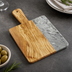 Thumbnail image #3 for American Metalcraft Olive Wood and Gray Marble Square Serving Peel with Handle, 10 x 9 Inch