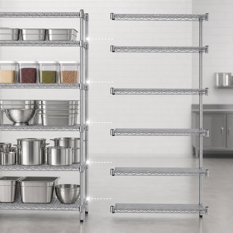 Product image #3 for Eagle Group 5-Tier Add-On Wire Shelving Unit, 30-Inch W x 21-Inch D x 86-Inch H, Chrome-Plated