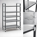 Thumbnail image #3 for Cambro Camshelving® Elements EXU213084S5480 Stationary Starter Polymer Shelving Unit, 5 Solid Shelves, 30"W x 21"D x 84"H, Speckled Gray