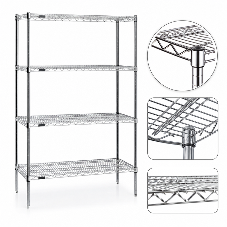 Product image #3 for Eagle Red-i-Pak 4-Tier Wire Shelving Unit, 36"W x 24"D x 63"H, Chrome Finish
