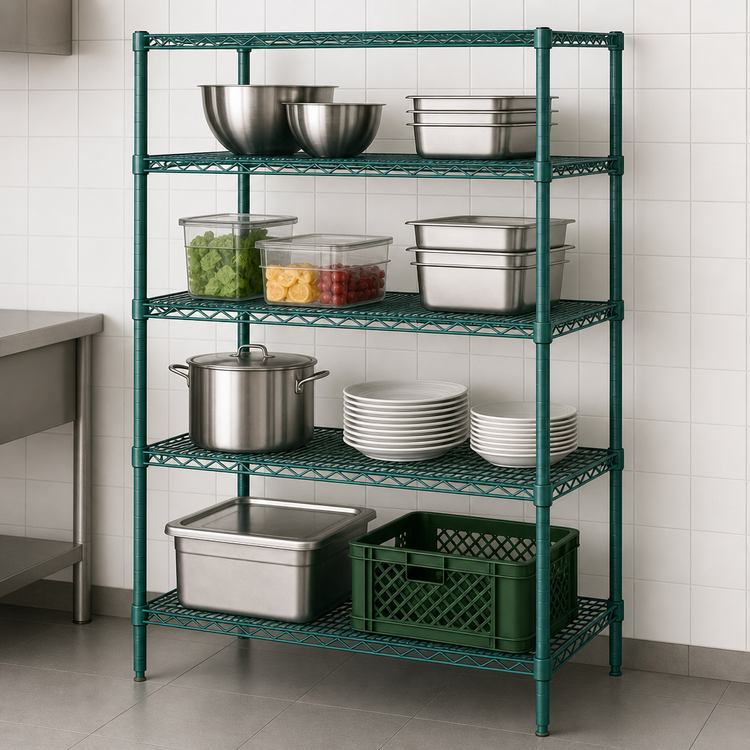 Product image #4 for Metro Super Erecta Metroseal 3 Stationary Starter Wire Shelving Unit, 42"W x 24"D x 63"H, 4 Shelves, Green