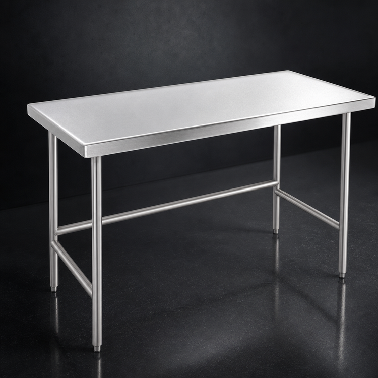 Product image #3 for Advance Tabco 108-Inch x 30-Inch 14-Gauge 304 Stainless Steel Work Table with Open Base
