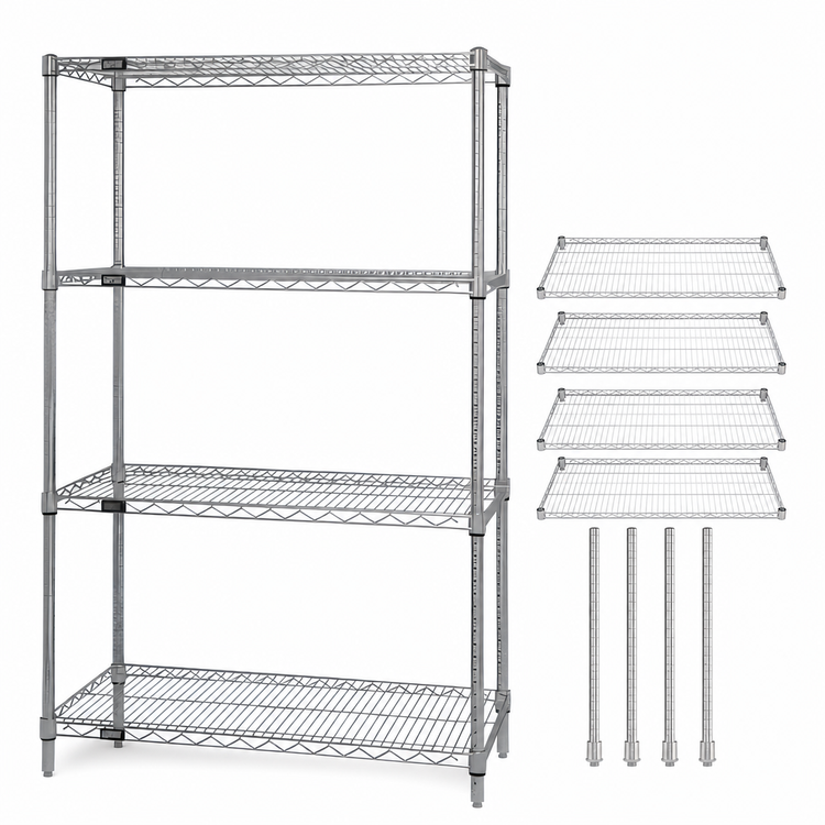 Product image #3 for Quantum 60-Inch Wide x 12-Inch Deep x 86-Inch High 304 Stainless Steel Wire Shelving Starter Kit