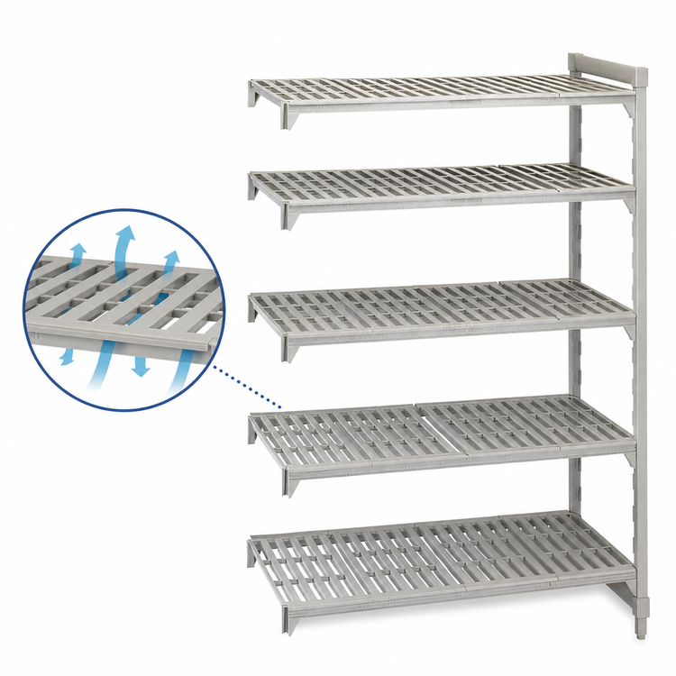 Product image #4 for Cambro Camshelving Premium 5-Tier Vented Add-On Polymer Shelving Unit, 18 x 24 x 64 Inches, Speckled Gray