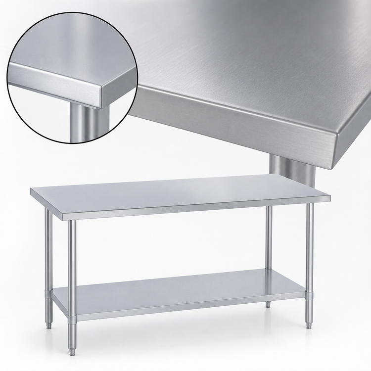 Product image #3 for Duke Stainless Steel Work Table, 48-Inch Wide x 30-Inch Deep, 36-Inch High, Open Base with Undershelf, Without Backsplash
