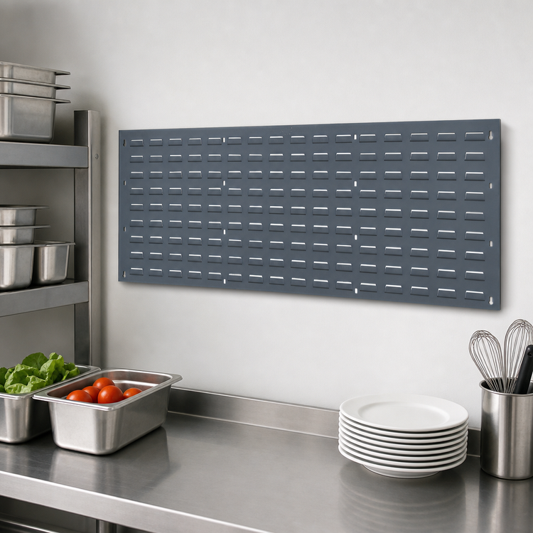 Product image #3 for Quantum QLP-4819 Wall-Mounted Louvered Panel Starter Unit, 48 x 19 Inches, Gray Enamel Finish
