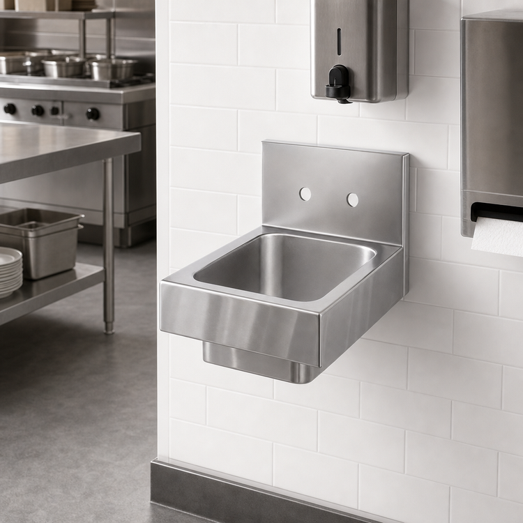 Product image #3 for Glastender Wall-Mounted Stainless Steel Hand Wash Sink, 12 x 15 Inches, 6-Inch Deep Bowl
