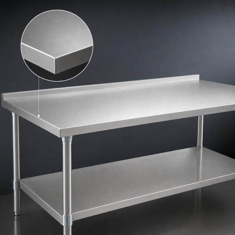 Product image #3 for Eagle Spec-Master Stainless Steel Work Table with Adjustable Undershelf and 1-1/2 Inch Rear Up-Turn, 108 x 36 Inches