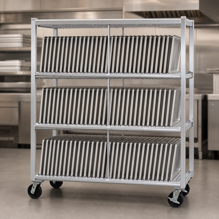 Product image #3 for New Age Mobile Aluminum Tray Drying Rack, 240-Tray Capacity, 3 Levels