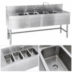 Thumbnail image #3 for Eagle Group Spec-Bar B5L-4-19 Four-Compartment Underbar Sink with Left Drainboard, 304 Stainless Steel, Included Faucet, 60 x 19 x 37 Inches