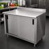 Thumbnail image #3 for Advance Tabco 84-Inch x 24-Inch Enclosed Work Table with Sliding-Door Cabinet Base and 14-Gauge 304 Stainless Steel Top