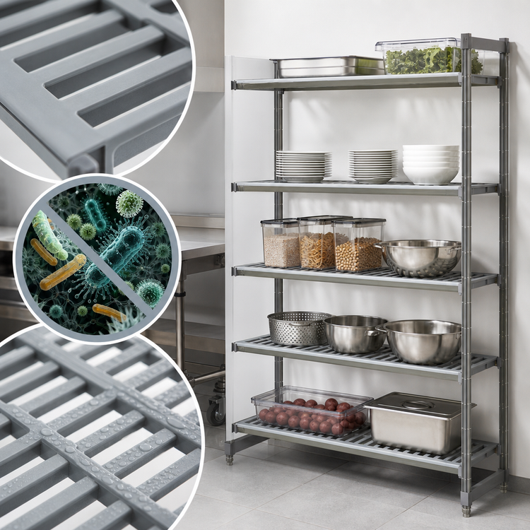 Product image #3 for Cambro Camshelving Basics Plus 5-Tier Vented Add-On Shelving Unit, 24"W x 48"L x 72"H, Brushed Graphite