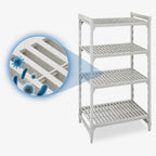 Thumbnail image #4 for Cambro Camshelving® Premium CPU184872V4480 4-Shelf Vented Stationary Polymer Shelving Starter Unit, 18"D x 48"W x 72"H, Speckled Gray