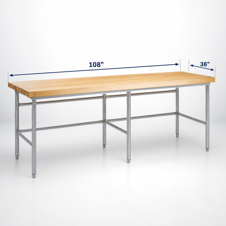 Product image #3 for John Boos Stainless Steel Baker's Table Frame for 108 x 36 Inch Top