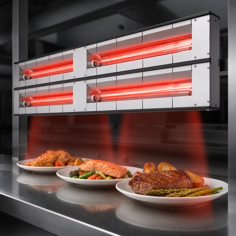 Product image #3 for Hatco Glo-Ray® 72-Inch Unlighted Dual Infrared Strip Heater, Aluminum, 6-Inch Spacer, 4.15 kW