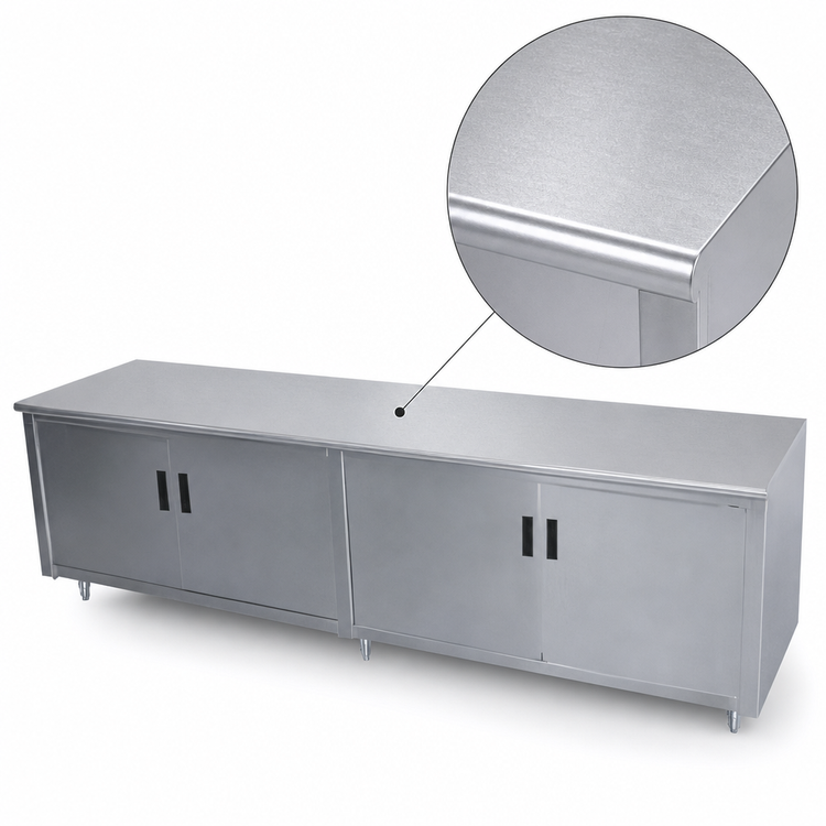 Product image #3 for Advance Tabco 96-Inch x 24-Inch Enclosed Work Table with Cabinet Base and 14-Gauge 304 Stainless Steel Top