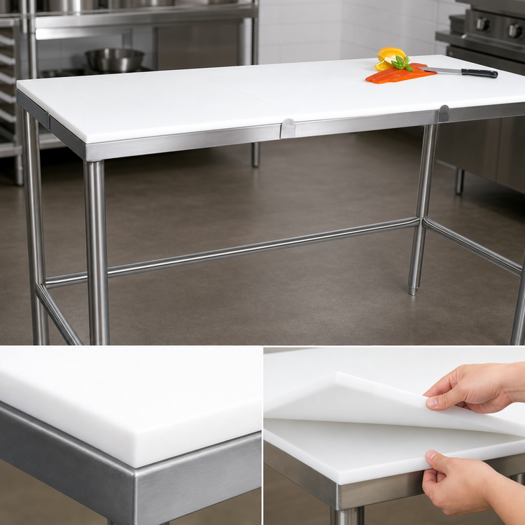 Product image #3 for John Boos 60-Inch x 36-Inch Trimming Table with 3/4-Inch Reversible Poly Flat Top and Stainless Steel Base