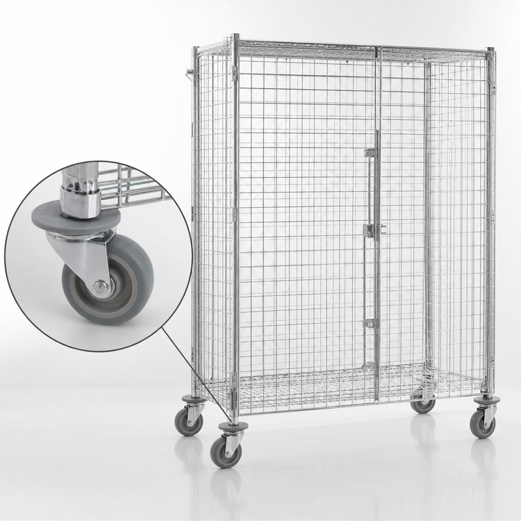 Product image #3 for Metro Super Erecta Mobile Chrome-Plated Wire Security Cage, 40-3/4 x 27-1/4 x 68-1/2 Inches, No Intermediate Shelves