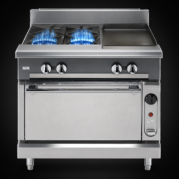 Product image #3 for Vulcan V Series 36-Inch Heavy-Duty Gas Range with 2 Open Burners, 18-Inch Thermostatic Griddle, and Convection Oven Base