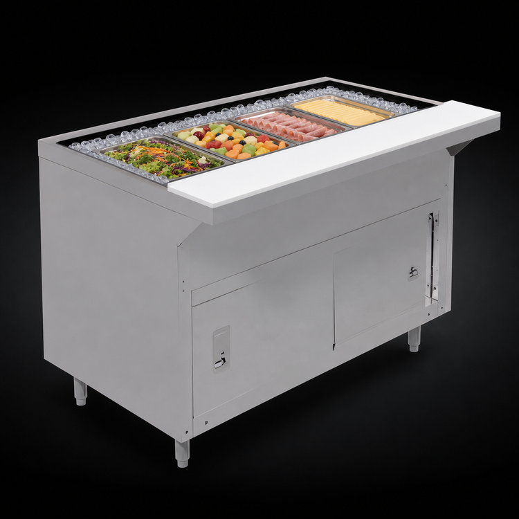 Product image #3 for Advance Tabco Triumph Supreme Heavy Duty Ice Cooled Serving Counter, 4-Pan, 62.5 Inch Wide