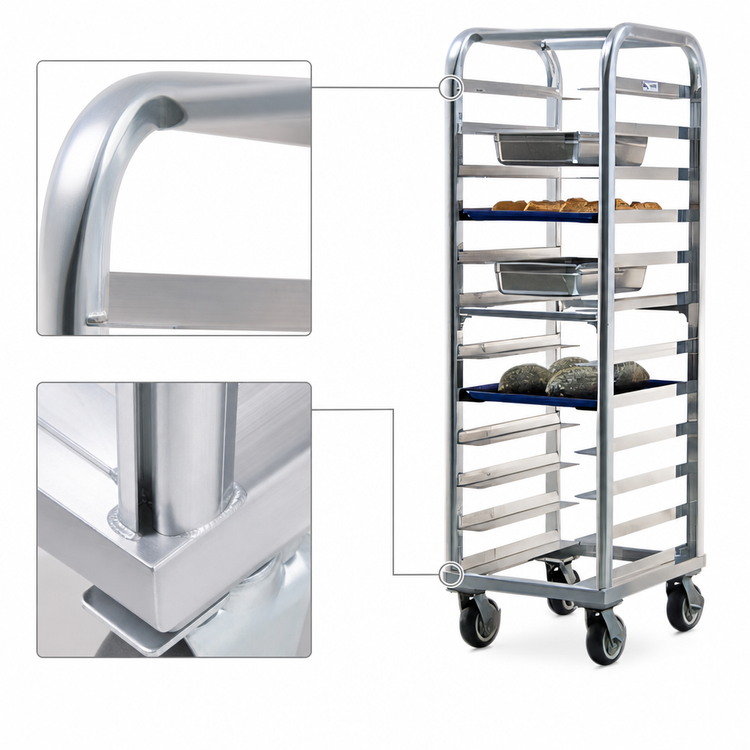 Product image #3 for New Age Lifetime Series Heavy-Duty Wide-Angle Aluminum Bun Pan Rack, 12-Slide, 73-Inch High