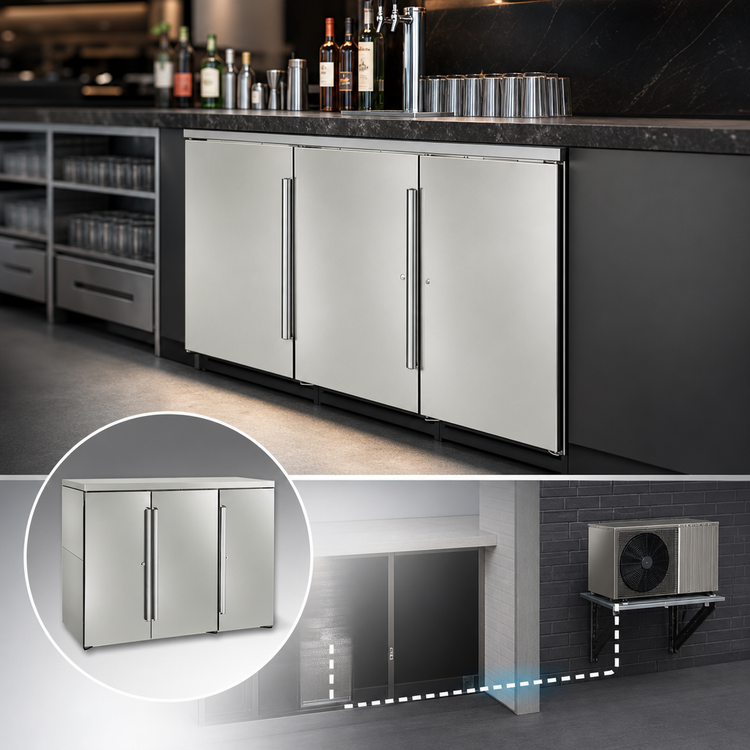Product image #4 for Perlick BBRN60 60" Three-Section Narrow Door Remote Refrigeration Back Bar Cooler