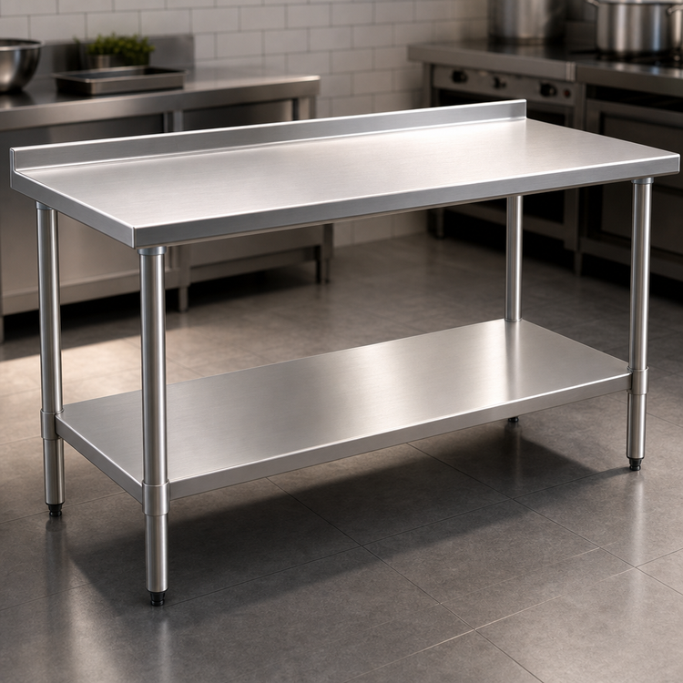 Product image #3 for Eagle Group Budget Series 30" x 24" 430 Stainless Steel Work Table with Rear Upturn and Adjustable Undershelf