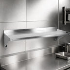 Thumbnail image #3 for John Boos Stallion BHS12144 144-Inch Wall-Mounted Stainless Steel Shelf, 12-Inch Deep, 18-Gauge, Satin Finish, Safety Edge and Rear Riser