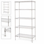 Thumbnail image #3 for Metro Super Erecta 5N437C 5-Shelf Stationary Starter Wire Shelving Unit, 36"W x 21"D x 74"H, Chrome Plated