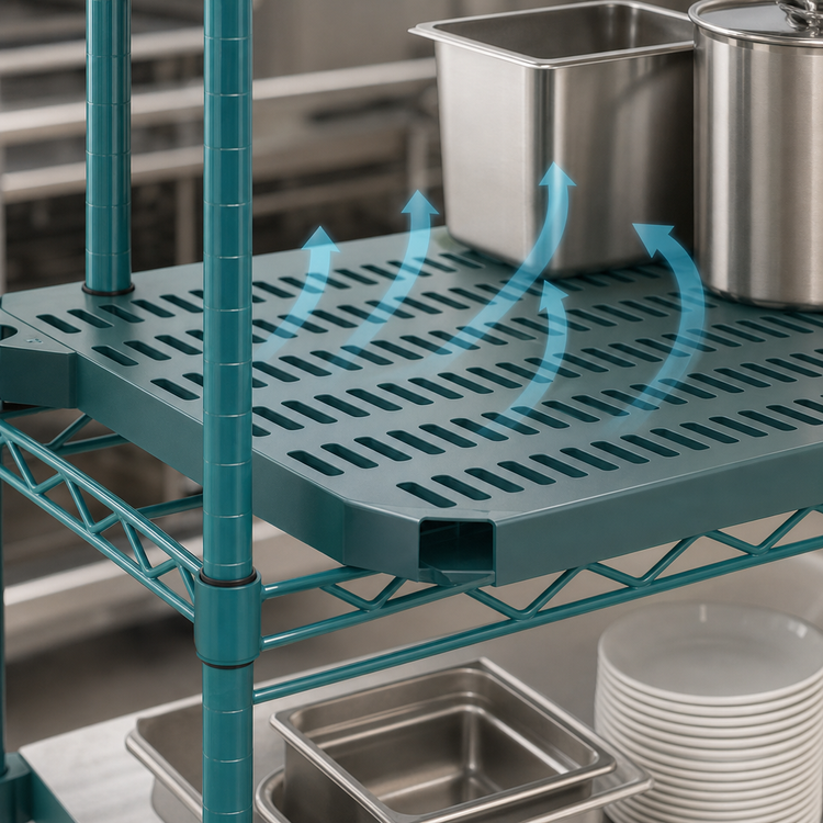 Product image #3 for QuadPlus 54 Inch x 18 Inch Louvered Polymer Shelf Mat with Wire Quad-Adjust Frame
