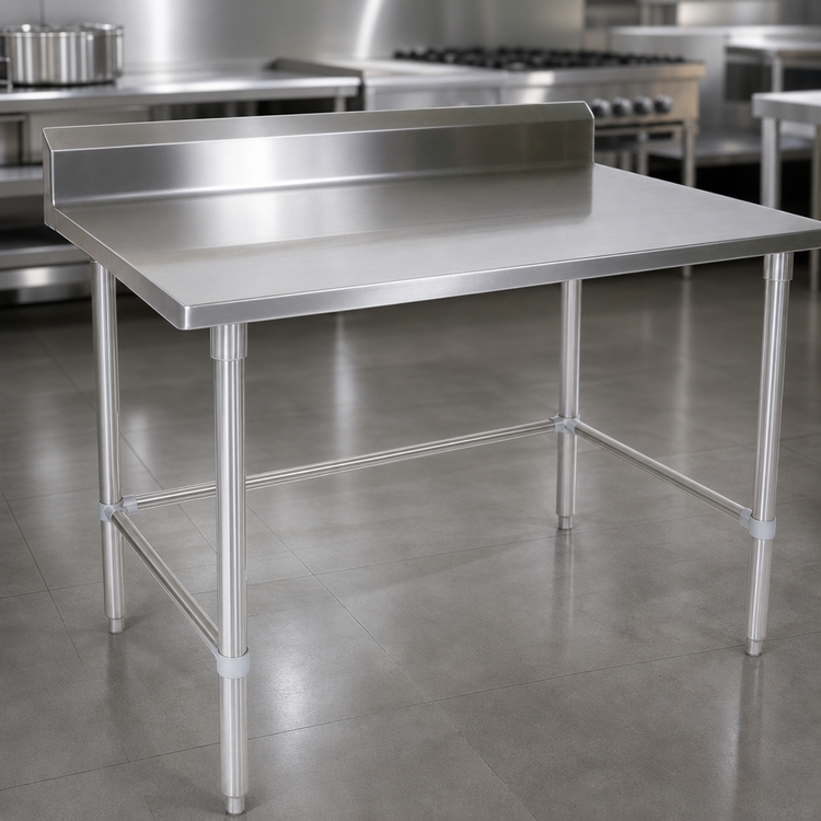 Product image #3 for Stallion 84-Inch x 36-Inch Stainless Steel Work Table with 5-Inch Backsplash