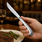 Thumbnail image #4 for Winco Lafayette 0015-11 9-1/4" Heavyweight Stamped Steak Knife, 18/0 Stainless Steel, Hollow Handle, Satin Finish Case of 15