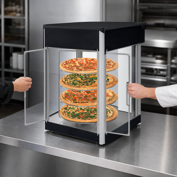 Product image #3 for Hatco Flav-R-Fresh Pass-Through Countertop Hot Food Display Cabinet, 2-Door, 4-Tier Rotating Rack, 120V