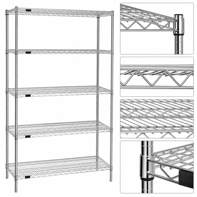 Product image #3 for Eagle Redipak 5-Tier Wire Shelving Unit, 48 x 24 x 74 Inches, Zinc Finish