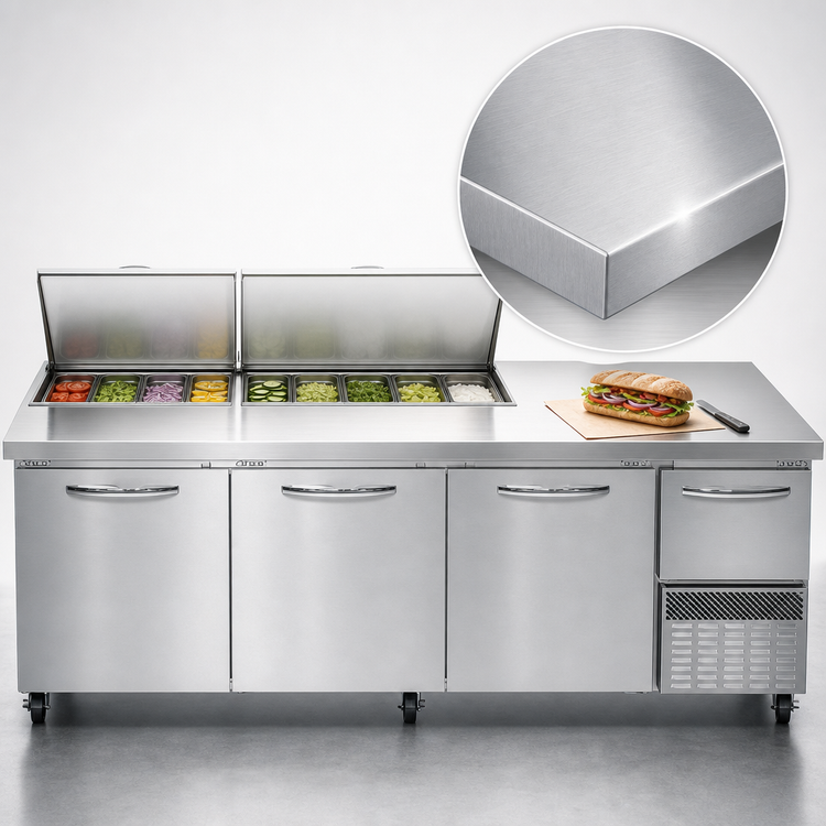 Product image #3 for Continental Refrigerator RA93N27M 93-Inch 3-Door Refrigerated Sandwich Prep Table with 27-Pan Top