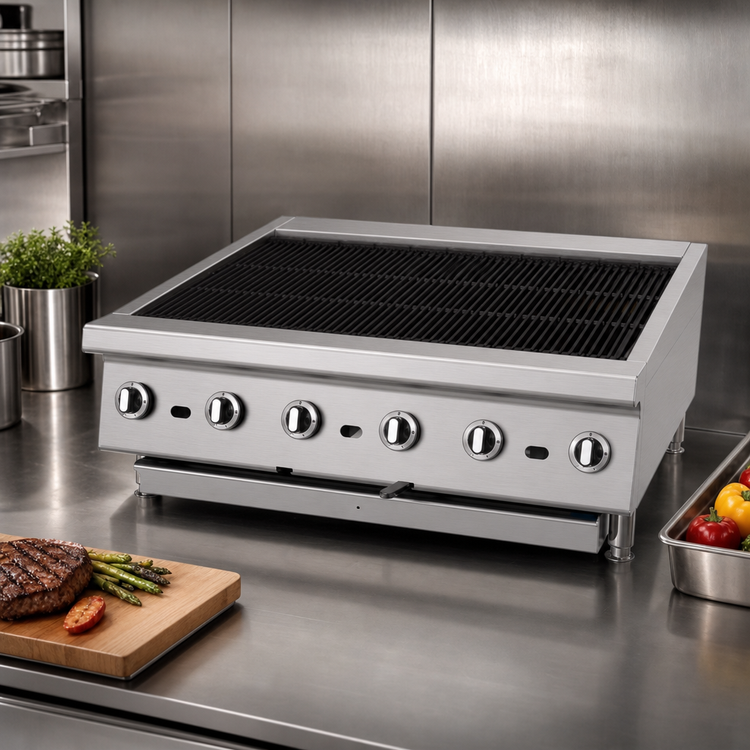Product image #3 for Garland GTBG36-AR36 Heavy-Duty 36 Inch Gas Countertop Radiant Charbroiler with Adjustable Grates