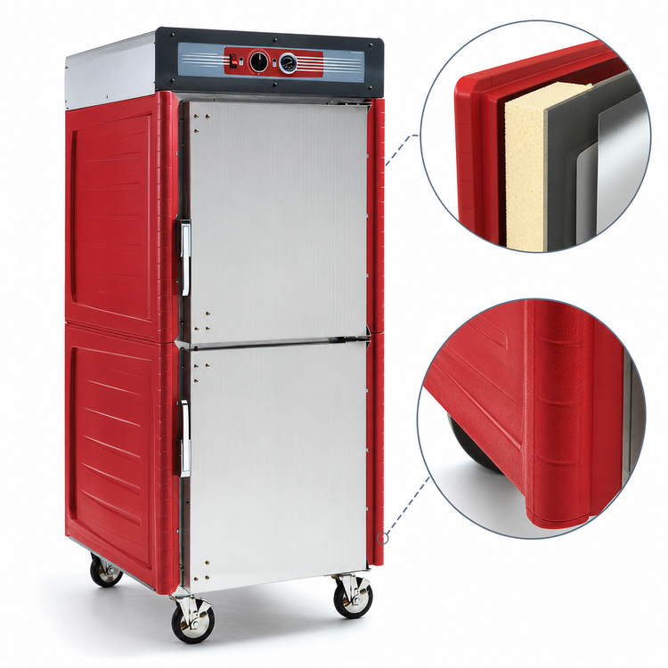 Product image #3 for Metro C5 4 Series Full-Height Mobile Heated Holding Cabinet with Insulation Armour Plus, Dutch Solid Doors, and Lip Load Slides