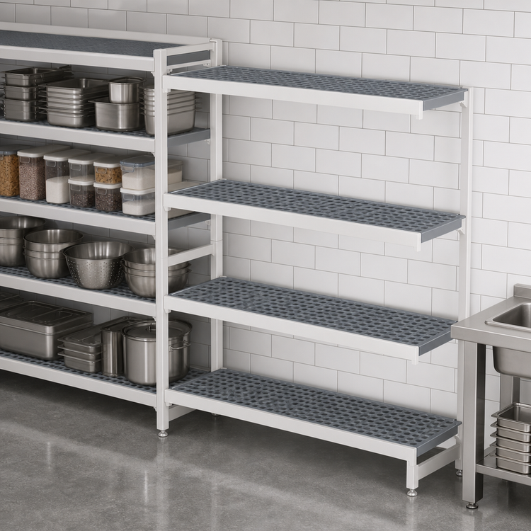 Product image #3 for Fermostock 4-Tier Polymer Shelving Unit Expansion Kit, 26W x 18D x 71H, Gray
