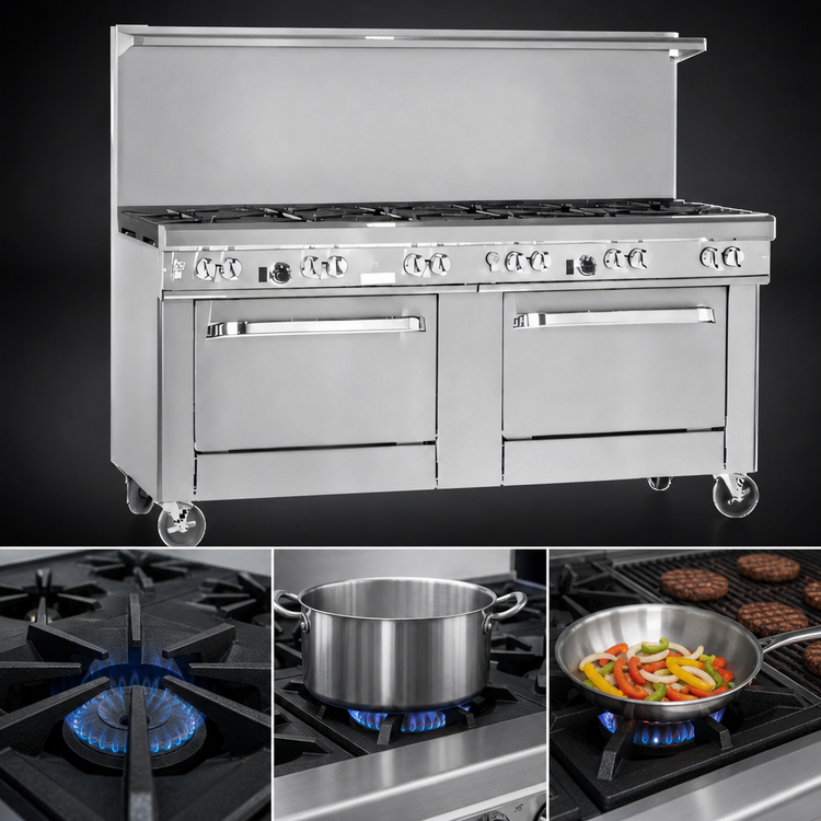 Product image #3 for Southbend Ultimate 72-Inch Gas Restaurant Range with 6 Non-Clog Burners, 36-Inch Charbroiler, and 2 Convection Ovens