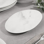 Thumbnail image #3 for CFS Brands Ridge 5310437 9-Inch Freeform Rimless Melamine Plate, White Marble Matte Finish Case of 12