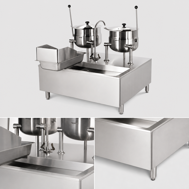 Product image #3 for Cleveland Range Direct Steam Kettle/Cabinet Assembly with (2) 20-Gallon Tilting Kettles