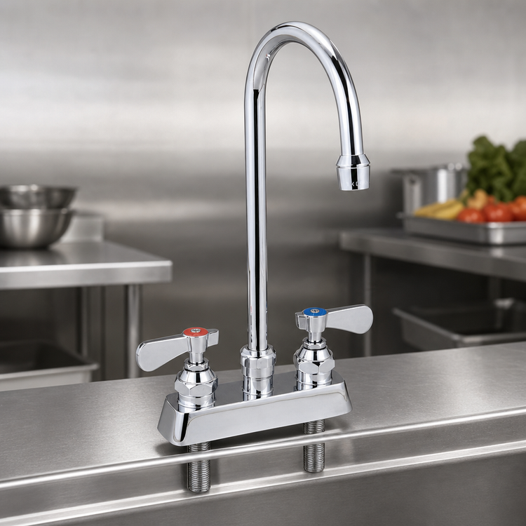 Product image #3 for OptiFlow Heavy Duty Solid Body Manual Deck-Mount Faucet with 8-Inch Gooseneck Spout, 4-Inch OC