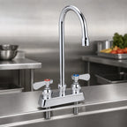 Thumbnail image #3 for BK Resources OptiFlow BKF-4DM-8G-G Heavy-Duty Manual Deck-Mount Faucet, 8-Inch Gooseneck Spout, 4-Inch OC, Chrome, Lead-Free