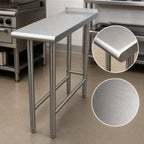 Thumbnail image #3 for Advance Tabco TFMS-152 15 x 24-Inch Stainless Steel Open-Base Equipment Filler Table, 16-Gauge 304 Top, 1-1/2-Inch Rear Upturn