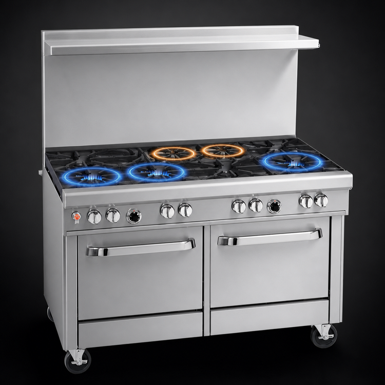 Product image #3 for Southbend Ultimate 48-Inch Gas Restaurant Range with 7 Open Burners, Standard Oven, Cabinet Base, and Hi-Shelf
