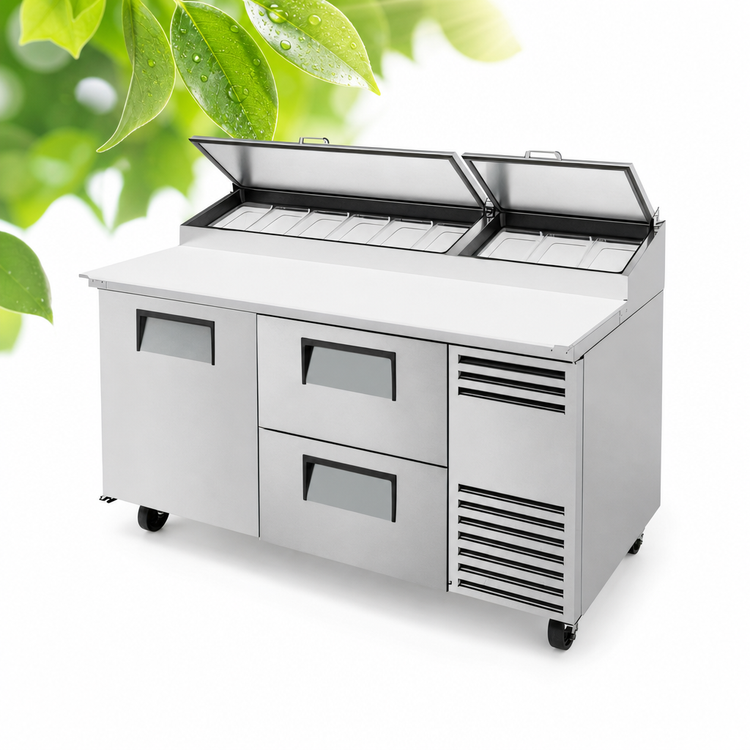 Product image #3 for True 67 3/8-Inch 2-Section Pizza Prep Table with 1 Door, 2 Drawers and Alternate Top