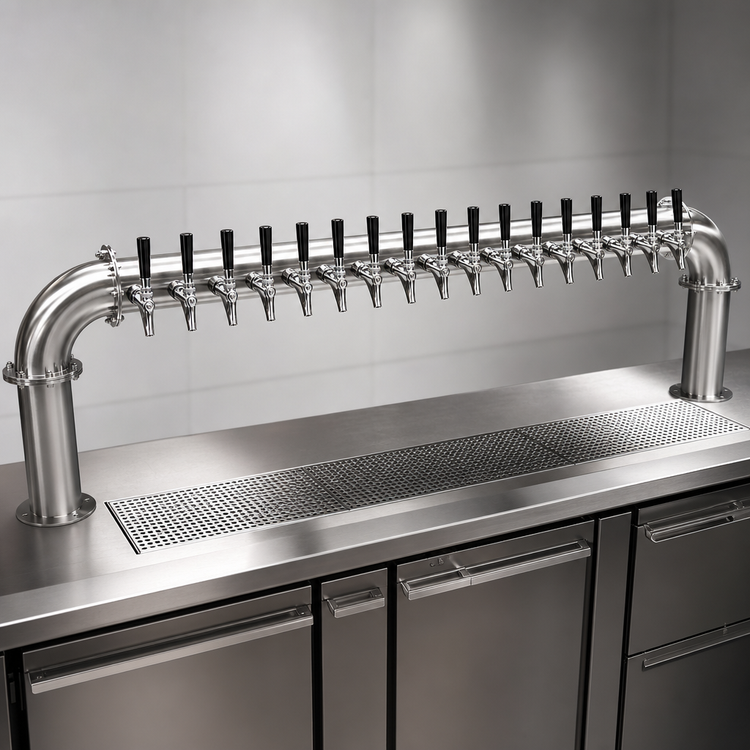 Product image #3 for Pass-Through Glycol-Cooled Pipe Draft Beer Tower, 16 Faucet Capacity, 69-Inch Overall Length