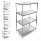 Thumbnail image #3 for John Boos SUS-243072-4 Stationary Stainless Steel Dry Storage Shelving Unit, 30W x 24D x 72H, 4 Adjustable Shelves